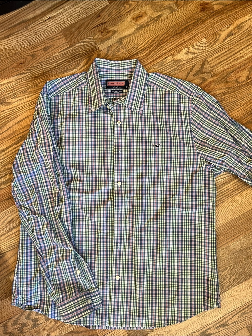 Vineyard Vines Multicolor Plaid Cotton Button-Down Shirt — Blue, Green, Purple